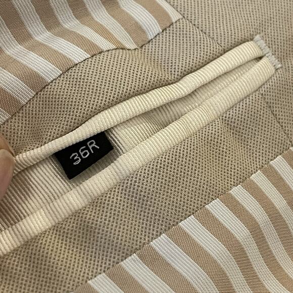 THE BLK TUX Men's TOLLEGNO 1900 Beige Suit Jacket 100% Italian Merino Wool - Picture 11 of 12